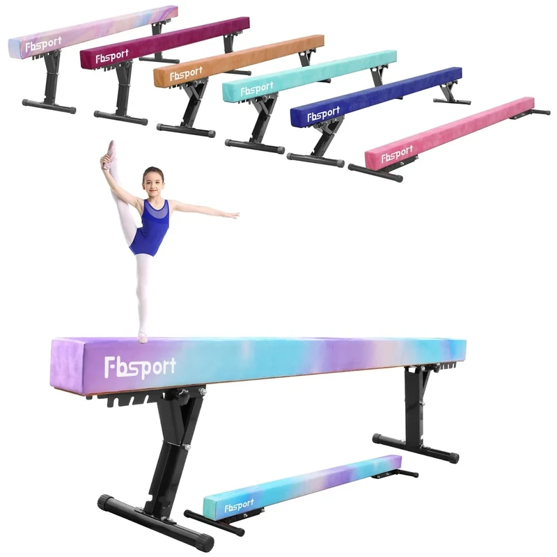 FBSPORT schwebebalken Kinder schwebebalken für zuhause schwebebalken höhenverstellbar Gymnastik Balance Beam 244CM, 5 Höhen Einstellbare High und Low Level Stabile Floor Beam Gym Trainingsgeräte