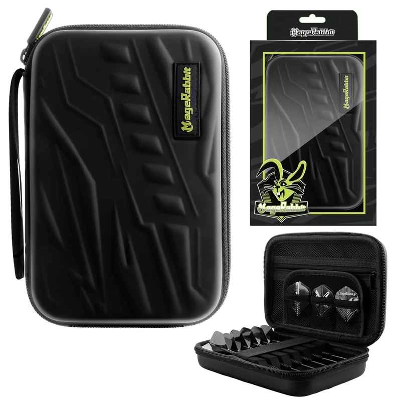 MageRabbit Darttasche für 6 Darts, Professionelles Dart Etui mit Aufbewahrung für Spitzen, Schäfte und Flights (Black)