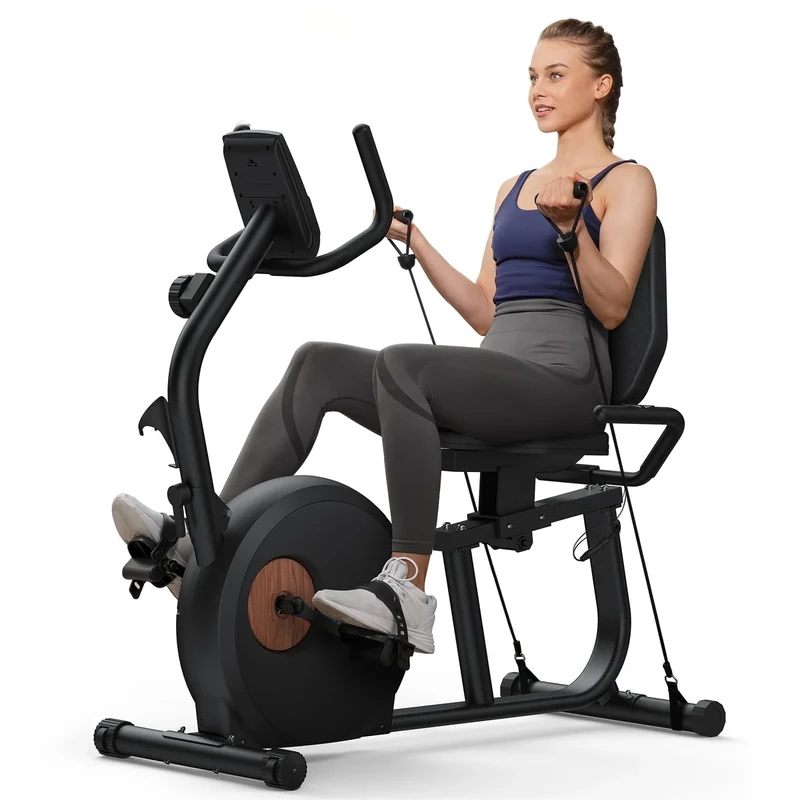 MERACH Liegeergometer für Zuhause mit 8 Verstellbaren Widerstandsstufen, Exklusiver App-Konnektivität, LCD-Display, Herzfrequenzsensoren und Verstellbarer Rückenlehne