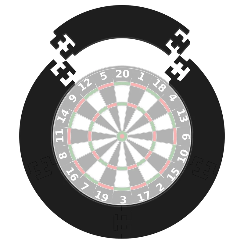 Dartscheibe Schutzring Innerer Kreis 45.5cm Außenring 72cm,5pcs Eva Dartscheibe Umrandung, Dartboard Protective Dartring,Wandschutz Dartscheibe (Schwarz, 45.5cm)