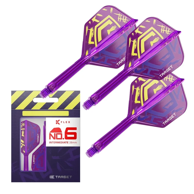 Target Darts Luke Littler World Champion K-Flex Flights und Schaftsystem, No.6 | The Nuke 2025 Edition K-Flex, All-in-One integrierte Flights und Schäfte (3er Pack) – Intermediate, 26mm