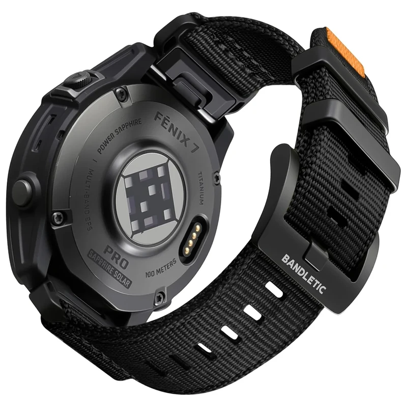 Bandletic Uhrenarmband 22mm Kompatible mit Garmin Fenix 6 Pro/6/5/Fenix 7/Fenix 8 47mm Armband, Nylon QuickFit Weich Military Sport Handgelenkbänder für Instinct 2/Epix 2/Forerunner 945/965, Schwarz