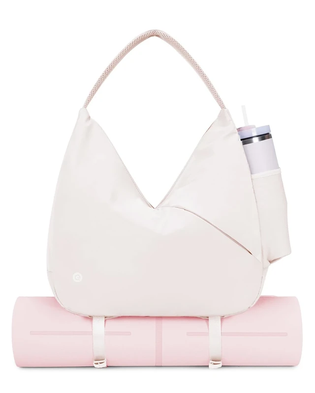 Ceneda Sporttasche für Damen Sport-Reisetasche mit verstecktem Yogamatten-Halter und Schuhfach Workout-Tanz-Tragetasche mit Nassfach Übernachtungs-Wochenendtasche für Reisen Yoga (Beige)