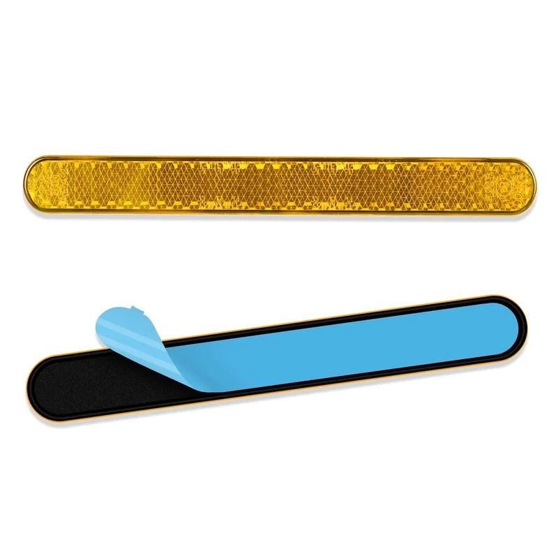 AYBUY Reflektoren Motorrad E4 Hinten Gelb, 2 Stück 100X13X7mm Fahrrad Reflektoren, Rechteckige Reflektoren zum Kleben, Katzenauge Multifunktional Scooter E-geprüft