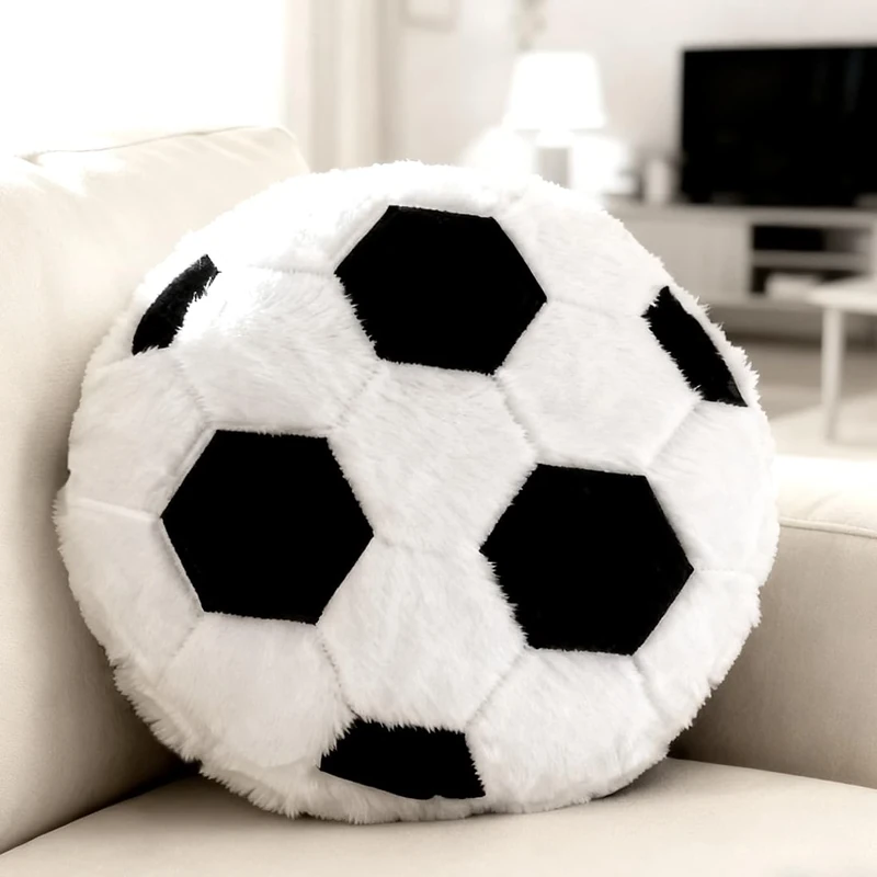 Augesak Plüsch Football,35 * 35cm weiche Flauschige Fußball Sitzkissen,Fussball Deko Sitzkissen, Fussball Geschenke Jungen,Kreative Geburtstag Geschenk Für Fußball Liebhaber