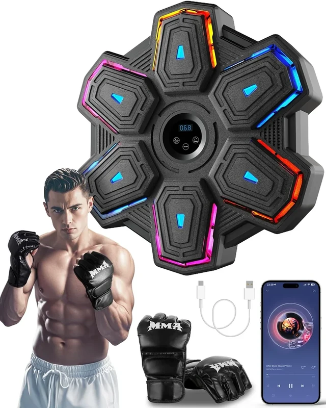 Prorobust Music Boxing Machine, Cloudlike Weiche Ziele, 10 Geschwindigkeit und 9 Modi mit Boxhandschuh, LED-Licht mit Smart Bluetooth für Erwachsene und Kinder Übung