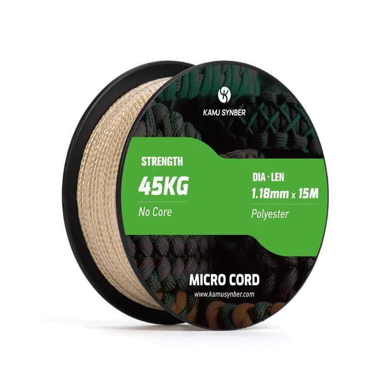 Kamu Synber Micro Cord 1.18mm Paracord Schnur Seil 15m Spule für Armband, Hundehalsband, Handwerk, DIY | Tragkraft 45kg | Khaki