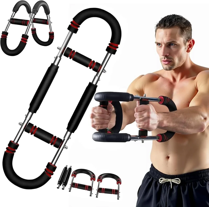 Twister Armtrainer – Verstellbares Brust Trainingsgerät (30-50 kg / 70-110 lb), Portable Power Twister Stange mit abnehmbarem Design – Fitnessübungen überall (Rot und Schwarz 2)