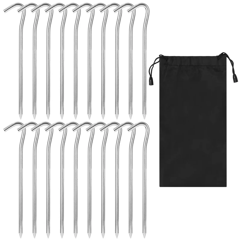 20 Stück Zeltheringe, 18cm Heringe, Stabiler Camping- und Garten-Nagel, Zelthaken für Camping und Angeln