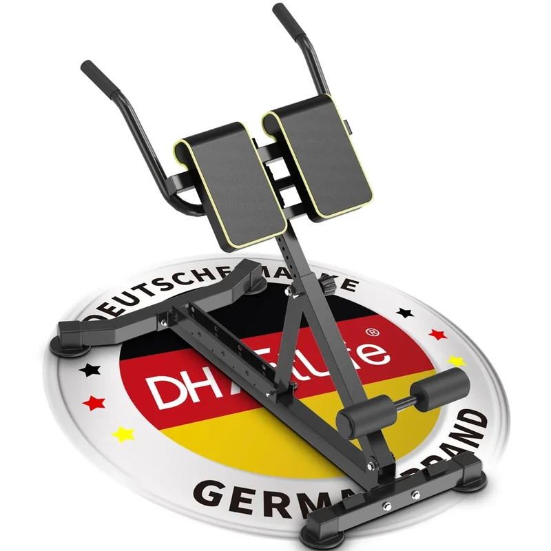 DH FitLife 5in1 Rückenstrecker für zuhause | Bauchmuskeltrainer & Rückentrainer | Hyperextension Bank | Klappbarer verstellbarer Roman Chair bis 150KG | Multifunktionale Curlbank u. Hantelbank