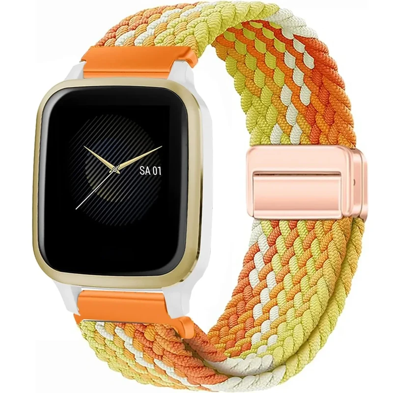 Issinlky Nylon Flechtband für Garmin Venu Sq/Music/Sq 2/2 Music, 20mm Elastisches armband für Garmin Venu 2 Plus/Vivoactive 3/5/6/Vivomove HR/Forerunner 55 245 645