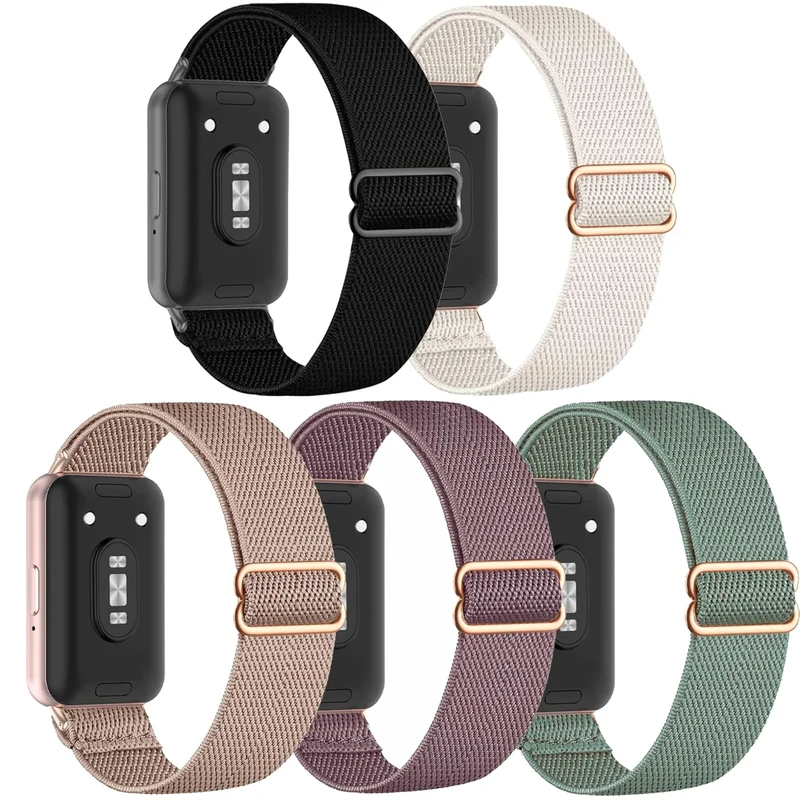 CUNUJIX 5 Stück Elastisch Nylon Armband Ersatz für Samsung Galaxy Fit 3, Dehnbare Loop Gewebe Ersatzband für Galaxy Fit 3 Damen Herren
