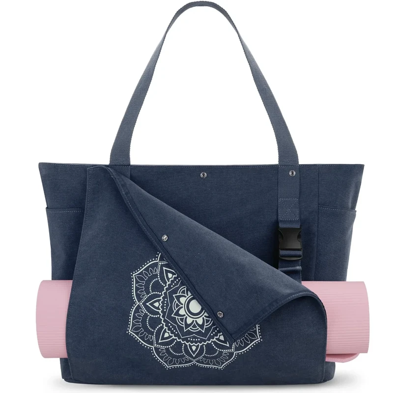 Gonex Yogatasche, Yogamatte Tasche mit Mehreren Taschen für Damen und Herren, Canvas wasserdichte Tote Einkaufstasche, Matte Einfach Herausnehmen für Pilates, Reisen, Training, Büro