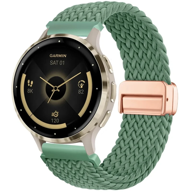 CUNUJIX Geflochtenes Armband Ersatz für Garmin Venu 3S/Venu 2S/Vivoactive 4S/Vivomove 3S Armband,18mm Elastisch Nylon Magnetverschluss Ersatzband für Garmin Forerunner 255S/265S Damen Herren