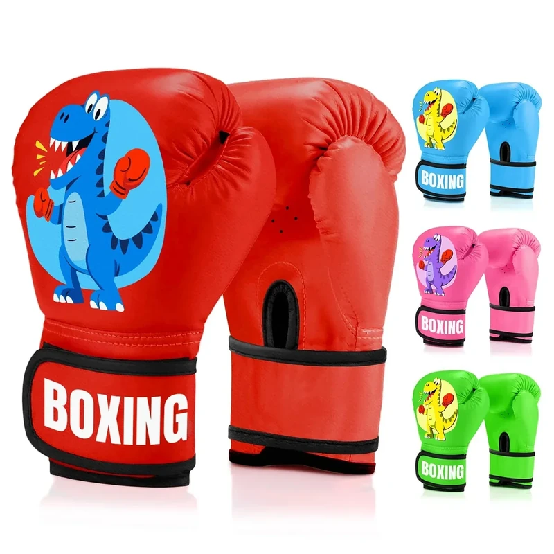 JUOIFIP Boxhandschuhe Kinder, Boxhandschuhe für Kinder 3 bis 14 Jahre, PU-Leder, Kinder Box Handschuhe zum Boxsack Sparring Training, Muay Thai, MMA, Kickboxen & Kampfsport, Rot