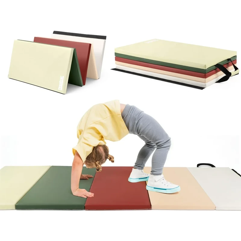 PhysKcal 5 Panel Klappbare Weichbodenmatte Turnmatte Fitnessmatte Gymnastikmatte mit Tragegriffen, Sportmatte Spielmatte, Tumbling-Matte für Kinder, Polsterung für Activity Play