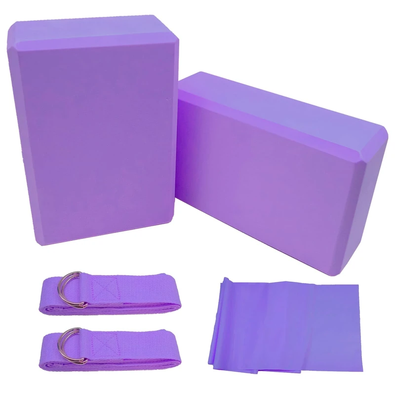 Griwuut Yoga Blöcke 2er Set mit Gurt, Leichter EVA-Schaum Brick Yoga Pilates Blöcke, High Density, Zum Dehnen, Verbessern der Kraft und der Flexibilität bei tiefen Bewegungen