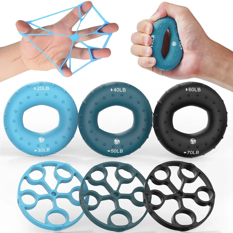 FUNFLEX Griffkraft Trainer Set Unterarmtrainer Handtrainer Fingertrainer Fingerstrecker Finger Grifftrainer - Grip Ring Hand & Unterarm Training