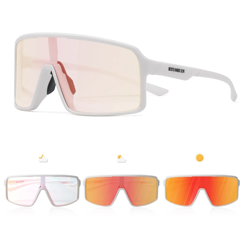 RTUOHUIN Fahrradbrille Selbsttönend für Herren Damen Photochromatische Sport Sonnenbrille UV400 Schutz Klar Rennrad Brille TR90 Rahmen Schnelle Radfahren für Radsport,Laufen,Outdoor-Sport