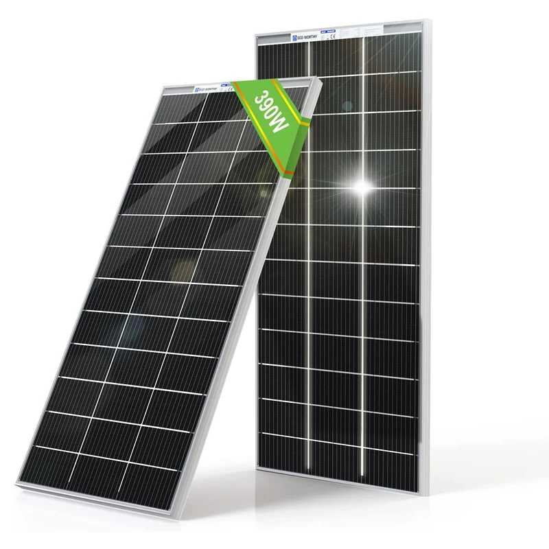ECO-WORTHY Bifaziales Solarmodul, 400 W, 195 Watt, 12 V, monokristallines Solarmodul, netzunabhängig, PV-Stromversorgung für Zuhause, Camping, Boot, Schuppen, Bauernhof, Wohnmobil, 2 Stück