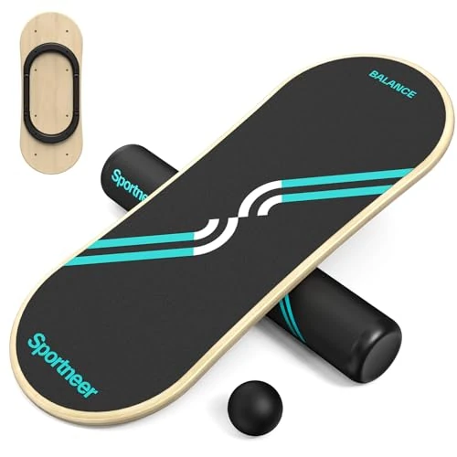 Sportneer Balance Board 7 Modi, Wackelbrett mit verstellbaren Stoppern, Übungs-Balancing-Stabilitätstrainer zur Verbesserung des Gleichgewichts, Surf-Trainer und Physiotherapie – Rolle und 7,1 cm Ball