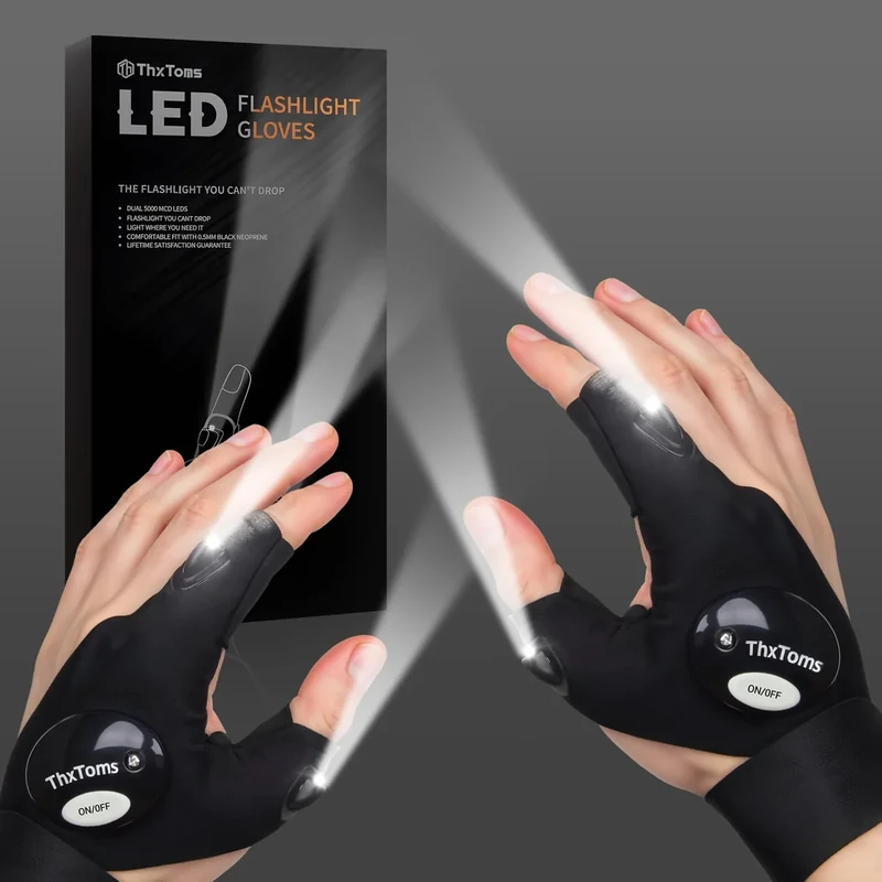 ThxToms Geschenke für Männer,LED Handschuhe mit Licht,Geschenke für Männer Weihnachten, Angler,Geburtstagsgeschenk für männer,Gadgets Angler zubehör