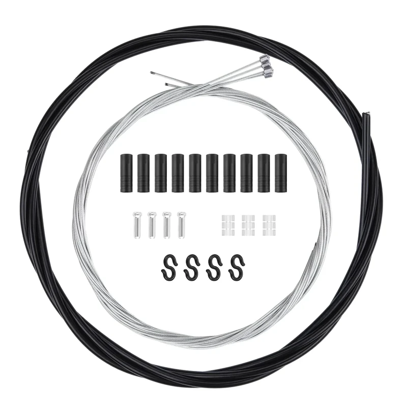 Fahrrad Schaltzug Set – 2m Schaltzughülle, 4 Schaltinnenzüge aus verzinktem Stahl, Endkappen & Zubehör – Kompatibel mit MTB, Rennrad, Faltrad – Schaltzug Ersatz für Vorder- & Hinterradschaltung