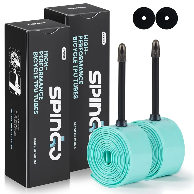 SPINGO TPU Schlauch Rennrad 2er-Pack, 700C x 23C/25C/28C/30C/32C TPU Fahrradschlauch Presta Ventil 48mm/60mm/80mm