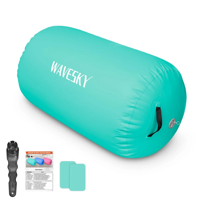 Aufblasbare Air Rolle Track, 80 / 120cm Air Roll Turnen Gymnastik Tumbling Matte, Air Barrel Air Tumbling Track für zuhause, Outdoor, Fitness, Training(Green,80x50cm)