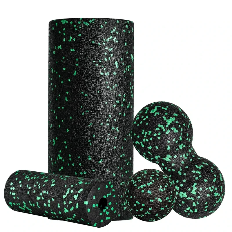 Fitnessrolle Faszienrolle Set Blackroll Foam Roller Faszien Set mit Faszienball Mini Faszienrolle Klein und Duoball für Yoga Faszien Training von Muskeln (Green)
