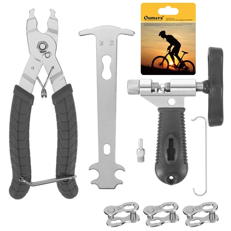 Oumers Fahrradkette Reparatur Set, Fahrrad Link Zange, Fahrrad Ketten Werkzeug, Ketten Prüfer Fahrradkette Werkzeug Set Fahrradkette Werkzeug Set für 6-12 Fach Fahrradkette