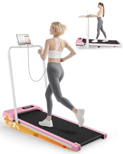 4-in-1-Laufband, faltbar, mit 7 % Steigung, elektrisches Laufband, 8 km/h, Motor 2,5 PS, fortschrittliches Dämpfungssystem, LCD-Display, verstärkter Rahmen, max. 130 kg – für Zuhause & Büro