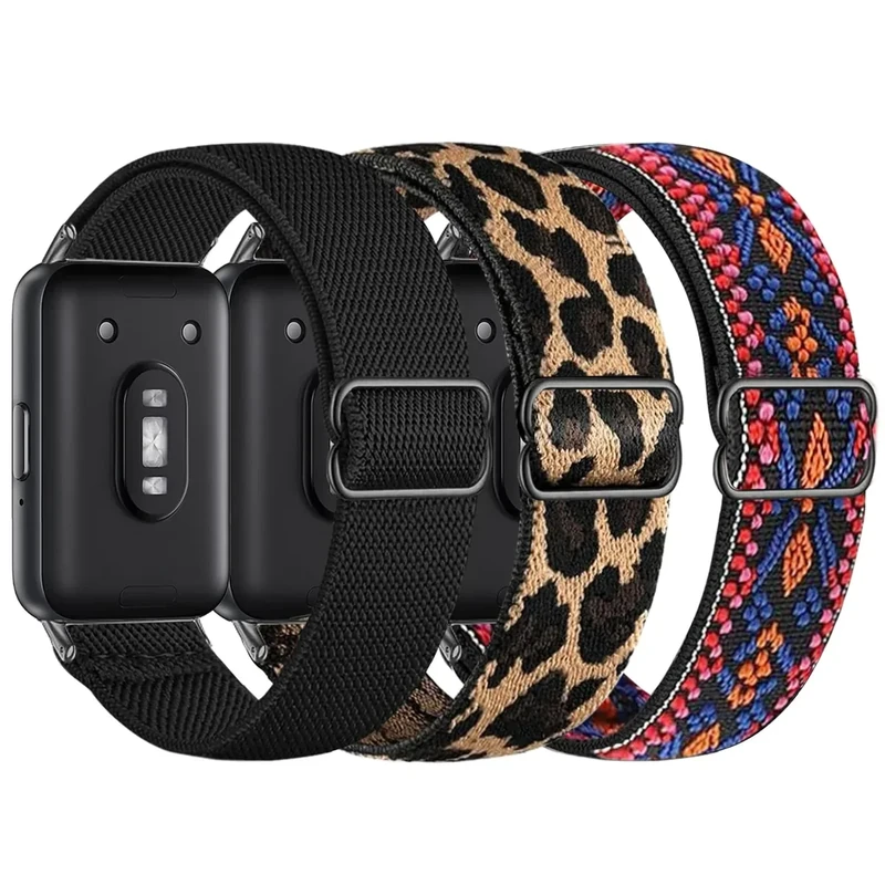 Gugobit 3 Stück Elastische Armband Kompatibel mit Samsung Galaxy Fit 3, Nylon Sport Loop Weiches Atmungsaktives Dehnbare Ersatzarmband Uhrenarmband für Samsung Galaxy Fit 3 SM-R390 Damen Herren