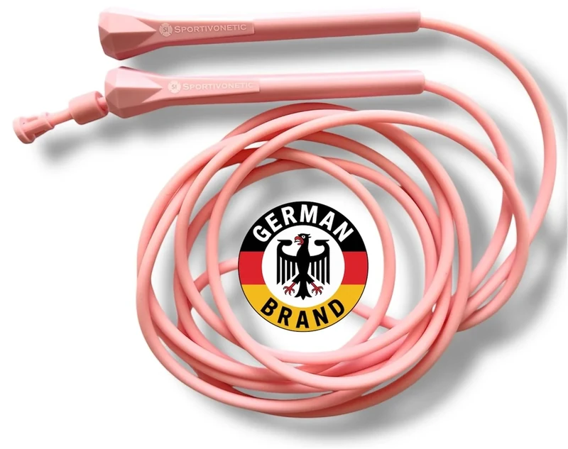 SPORTIVONETIC® Springseil für Erwachsene & Kinder, Damen & Herren-für Fitness, Crossfit, Sport, Boxen und Freizeit - Verstellbare Größe - mit Einstellklammer - Speed Rope, Jump Rope (Rosa)