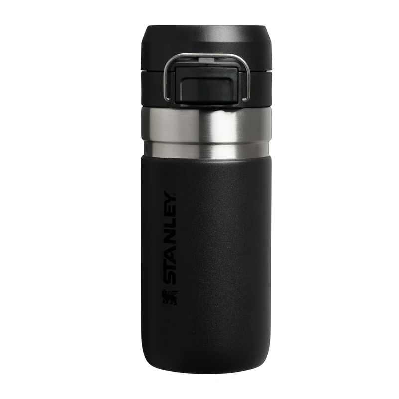 Stanley Quick Flip Trinkflasche Edelstahl 0.47L - Hält 7+ Stunden Kalt - Wasserflasche BPA-Frei - Spülmaschinenfest - Druckverschlussdeckel - Thermosflasche Auslaufsicher - Black 2.0