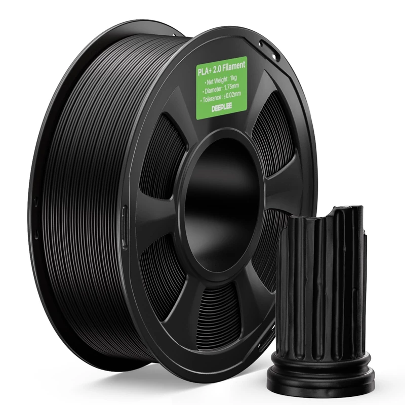 DEEPLEE PLA Plus 2.0 Filament, schwarz, 1 kg, 3D-Drucker-Filamente, verbessertes PLA+ 1,75 mm, passend für die meisten FDM-3D-Drucker
