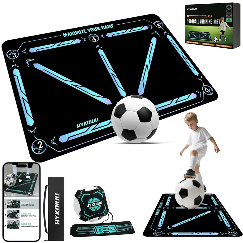 Fussball Matte Mit Fussballtrainer Rutschfest Silent Fussballmatte Training Kinder – Trainingsmatte Für Ballkontrolle & Schritt-übungen Stoßdämpfende Fußball Trainingsmatte Trainingszubehör