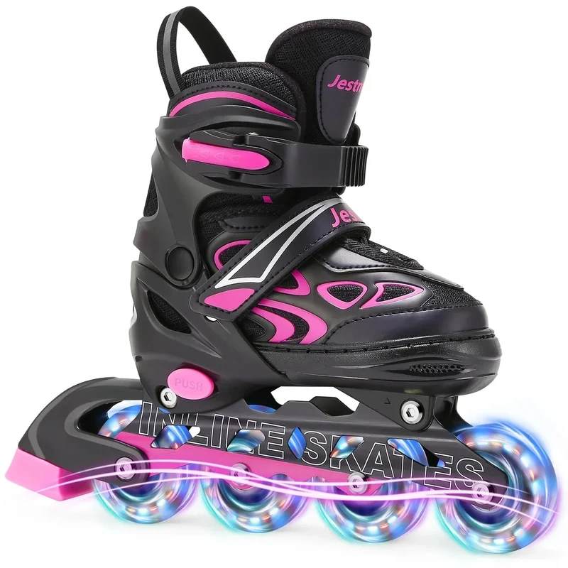 Inline Skates Kinder Verstellbar für Damen Mädchen Jungen, Rollschuhe inliner Skates mit Leuchtenden Radern bis zu 4 Größen verstellbar Rollerskates (L (EU 36-40))
