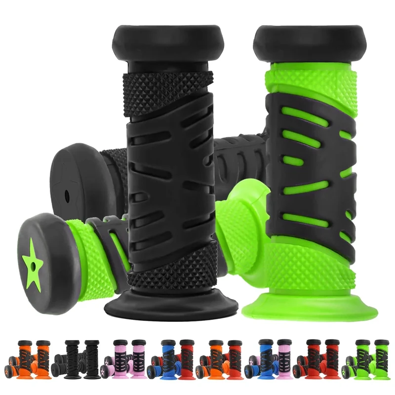 TOKSEO Schwarz und Grün Fahrradgriffe Kinder, Sicherheit Durch Prallschutz, Griffe Kinderfahrrad 22mm Kaliber,95 mm Länge Gummi Lenkergriffe Fahrrad Kinder für Roller, Laufrad