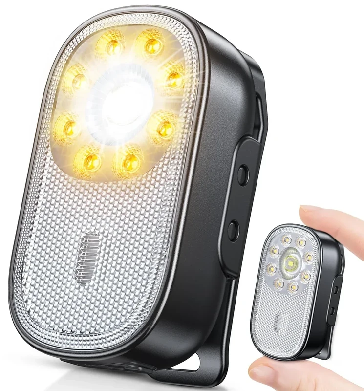 CIRYCASE 500LM EDC Mini Taschenlampe, 10 Modi Clip Lampe mit Spot & Flutlicht, USB-C Wiederaufladbar &IP65 Wasserdichte Tauchlampe Flashlight, LED Lauflicht für Joggen, Camping, Notfall, Running Light