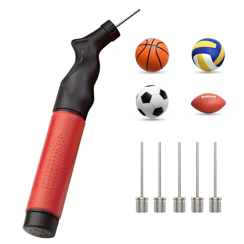 Active 100 Ballpumpe mit Nadel - Tragbare Sport Ballpumpe für Fußball, Basketball, Volleyball, Rugby & Mehr - Perfektes Fußballpumpen-Set für Trainer, Spieler & Sportbegeisterte (Rot)