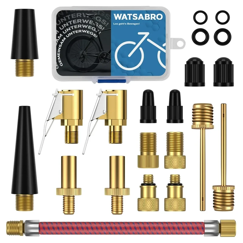 Fahrradventil Adapter Set – Mit Schnellspanner & Alle Ventiladapter Fahrrad, Autoventil Adapter, Französisches Ventil Adapter, Kompressor Ventiladapter, Luftpumpe Adapter