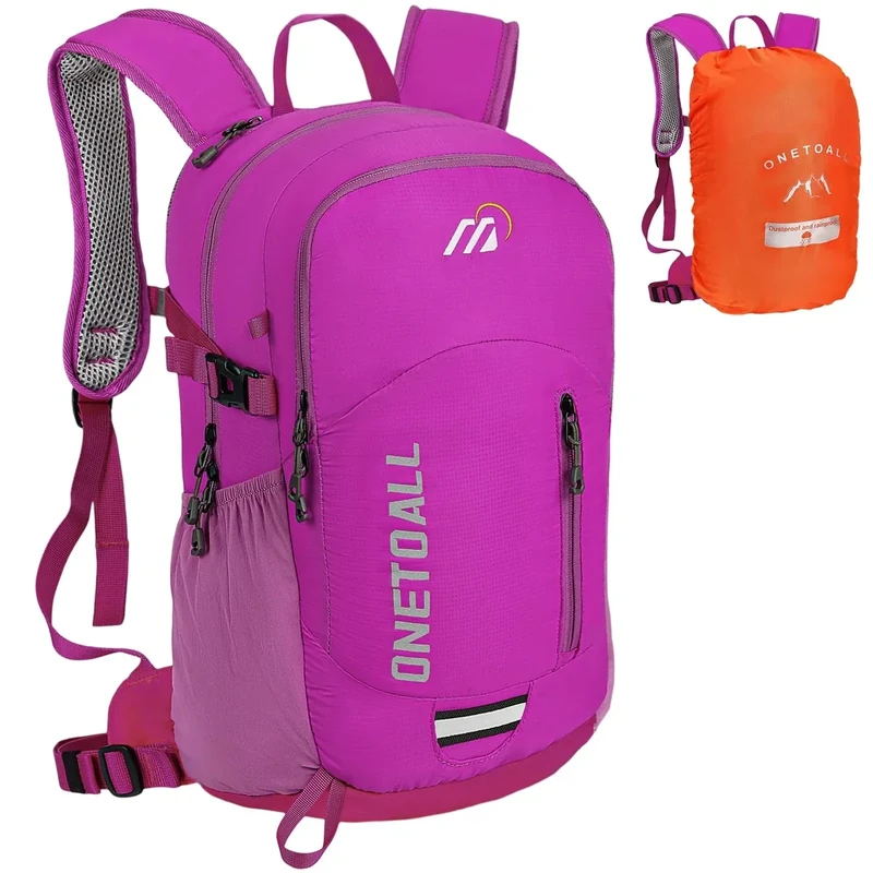 ONETOALL Diebstahlsicherer Wanderrucksack Damen 20L, Leichter Tagesrucksack Herren Klein, Wasserdichter Fahrrad Rucksack mit Rückenbelüftung zum Wandern Tagestour Radfahren Reisen Pendeln, nur 500g