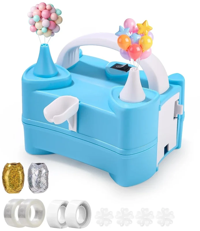 Ballonpumpe Elektrisch,Luftballonpumpe Kit Elektrische,Intelligenter 2 Modus Pumpe Luftballon Elektrisch,Portable Double Nozzle Balloon Pump Balloons Inflator for Party,Wedding,Birthday 400W