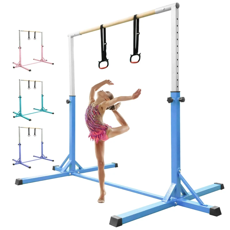 Reckstange kinder turnreck indoor outdoor,turnstange Gymnastikstange Kinder Gymnastics Bars for Kids mit 13 Höhenverstellbar, Turnreck Gymnastik Kinder Reck Reckanlage Horizontale Training Bar