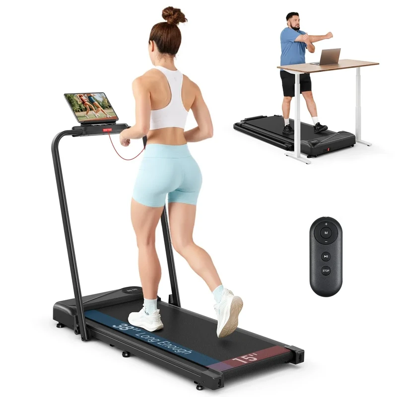 THERUN Laufband für Zuhause Klappbar,Walking Pad Leise mit LED-Anzeige,Treadmill bis 10 km/h,Doppelte Stoßdämpfung Laufband Schreibtisch für Zuhause & Büro (Pad)