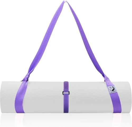 Slim Panda Yogamatten-Gurte zum Tragen, verstellbare Yogamatten-Tragetasche, Yogamattenschlinge (Yogamatte nicht im Lieferumfang enthalten), Lila mit Klettverschluss, 178 cm