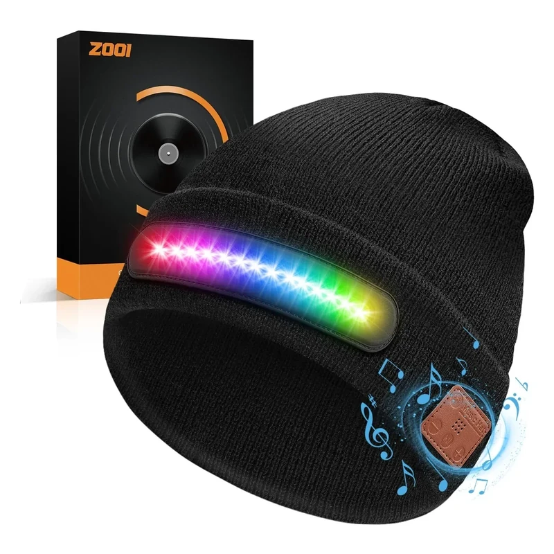 ZOOI Geschenke für Männer, Geburtstagsgeschenk Gadgets für Männer, Geschenke für Papa, Ostergeschenke Erwachsene, Vatertagsgeschenk für Papa, Männergeschenk, RGB Bluetooth Beanie Mütze mit Licht