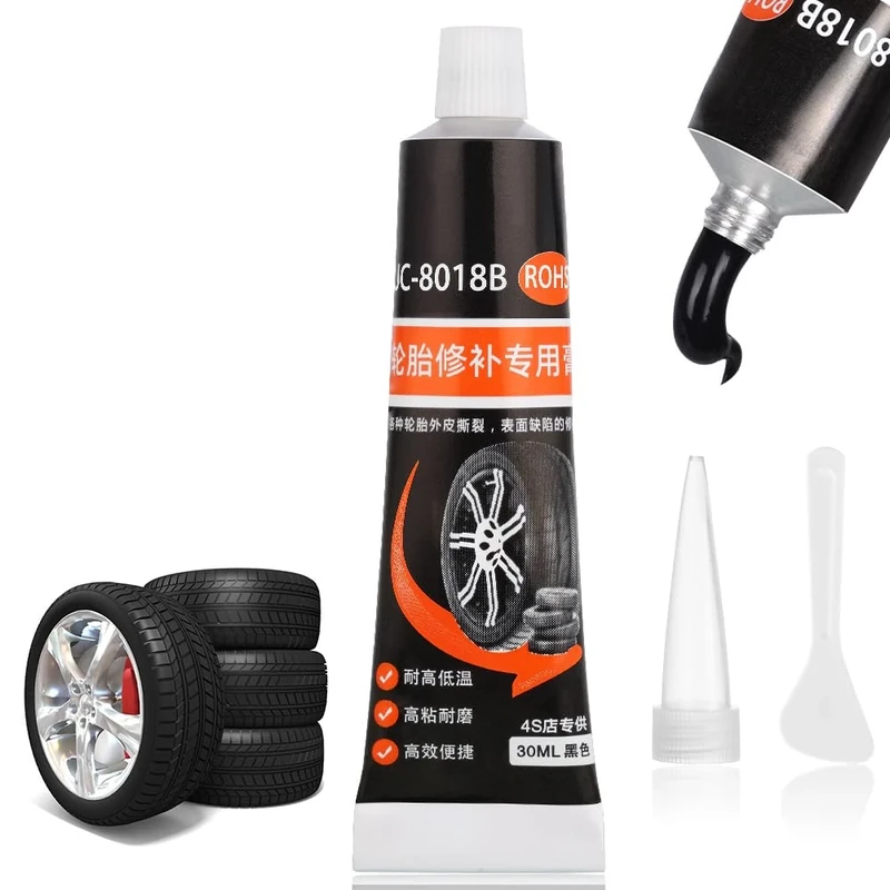 Flintronic 30ml Reifenkleber, Reifenreparatur-Kleber, Hohe Temperaturbeständigkeit, Kleber für Reifen, Reifendichtmittel für Auto Motorrad Fahrrad, Repariert Schnell Reifenrisse & Löcher