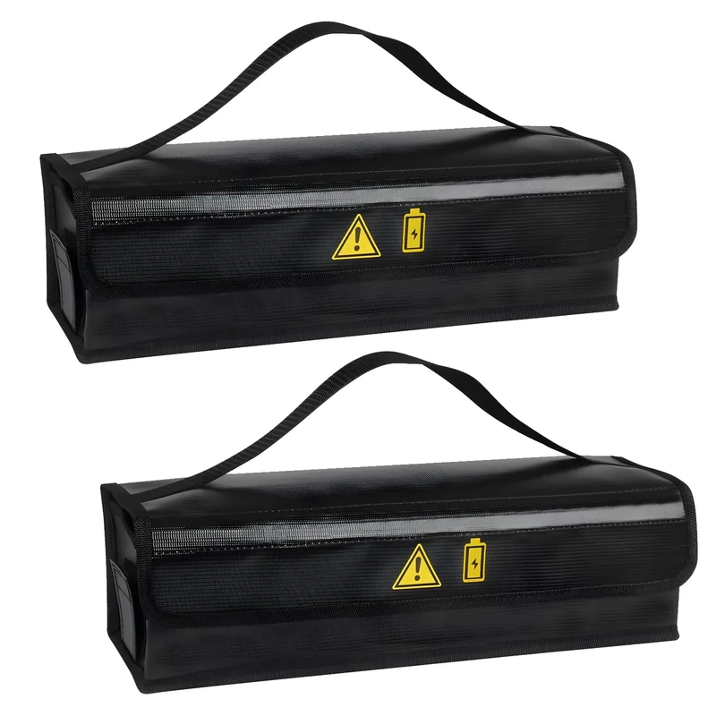 2 Stück Feuerfeste Box für Fahrradakku, Feuerfest bis 1400 °C, Akku Tasche Wasserdicht Explosionssicher, Ebike akku Schutzhülle Großraum für Lagerung Transport (49 x 15 x 15cm - 2 Stück)
